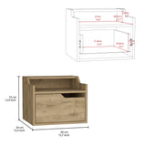 TUHOME Busan Floating Nightstand with Wall-Mounted Design, Single Storage Drawer and Two-Tier Upper Shelves Offering Modern Bedroom Organization, Space-Saving Convenience and Durable Engineered Wood Construction
