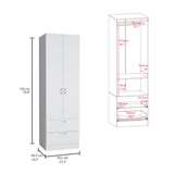Vico 76-Inch High Armoire Wardrobe Closet with Double Door Cabinet, Two Spacious Drawers, Internal Shelf, Hanging Rod, Multi-Section Clothing Organizer for Bedroom Storage and Freestanding Clothes Organization