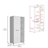 TUHOME Misuri Wardrobe Armoire with Double Doors, Spacious Drawer, Metal Hanging Rod and Three Open Shelves Offering Multi-Functional Clothing Storage, Modern Organization Solutions and Durable Solid Wood Construction