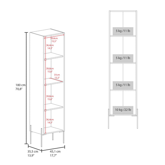 TUHOME Hagi 71-Inch Tall Linen Cabinet with Four-Tier Adjustable Shelves, Shaker-Style Double Door Design and Slim Space-Saving Profile, Modern Vertical Storage Solution for Bathrooms, Hallways or Multipurpose Home Areas