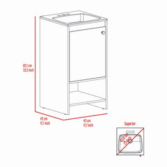 Bravos Bathroom Vanity, Sink, Two Shelves, Single Door Cabinet