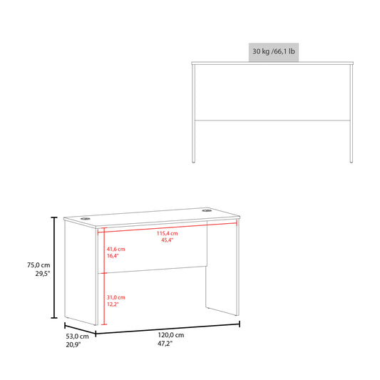TUHOME Malibu 47" Wide Modern Study Desk with Spacious Work Surface, Simple Computer and Laptop Table for Bedroom, Living Room, Kitchen or Home Office, Minimalist Writing Desk with Comfortable Leg Room and Sleek Design