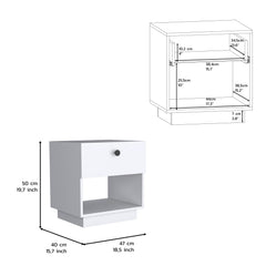 Macon Single Drawer Nightstand with Open Storage Shelf