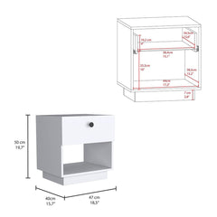 Paris 1 Drawer Nightstand, Open Lower Shelf