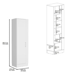 Fairfield Utility Storage Cabinet with 6-Tier Shelf and Broom Hangers, White Finish