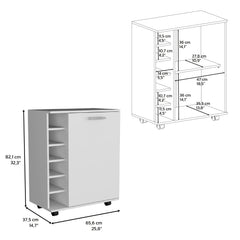 DEPOT E-SHOP Tilden Bar Cart Sleek Mobile Cocktail Station with Built-in Bottle Storage, White