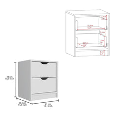 Basilea 2 Drawers Nightstand, Pull Out System