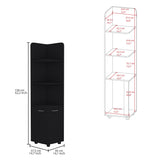 Tuhome Malibu 62" Tall Double Door Corner Linen Cabinet with Four Spacious Shelves, Freestanding Vertical Storage Tower for Towels Toiletries and Bathroom Essentials, Modern Space-Saving Organizer Unit