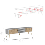 TUHOME Huna TV Stand with Hinged Storage Drawers, Central Open Shelves and Cable Management Offering Modern Entertainment Organization and Durable Engineered Wood Construction with Spacious Top Surface for Media Setups