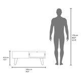 TUHOME Tori 39" Wide Modern Coffee Table with Full-Extension Drawer, Open Lower Shelf, Slanted Metal Legs, Rectangular Living Room Center Table with Smart Storage and Contemporary Design for Homes and Apartments