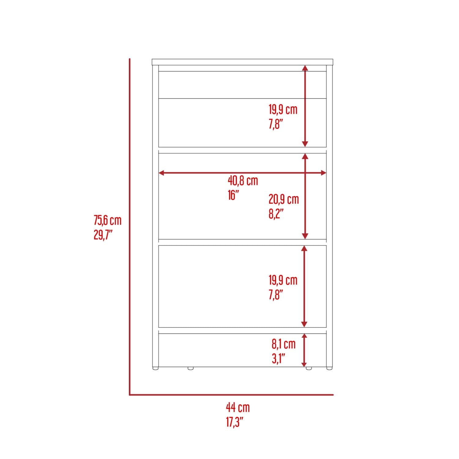 Colyn Linen Cabinet, Four Shelves, Vertical