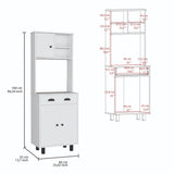 Salen Kitchen Pantry with Two Cabinets, Two Open Shelves and Built-In Drawer, Multi-Section Storage Unit for Organizing Food, Utensils and Kitchen Essentials with Space-Saving Vertical Design for Modern Homes