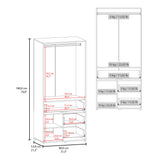 Alpine Modern Freestanding Armoire Wardrobe Console Double Door Design with Integrated Interior Shelves and Hanging Rod Providing Comprehensive Storage Solutions for Optimal Bedroom Organization