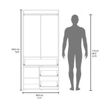 Alpine Modern Freestanding Armoire Wardrobe Console Double Door Design with Integrated Interior Shelves and Hanging Rod Providing Comprehensive Storage Solutions for Optimal Bedroom Organization