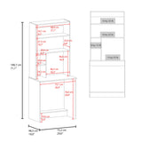 Tuhome Compu Hutch Desk with Four Shelves, One Lower Shelf, Writing Desk, Space-Saving Solution for Home Office or Study