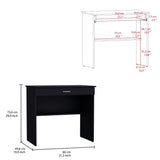 80 C Writting Desk, Compact Workstation with Drawer and Lower Shelf White