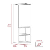 Mila Bathroom Cabinet with Single-Door Compartment, Two Interior Shelves, Dual External Open Shelves and Space-Saving Wall Design for Organized Storage, Daily Essentials Access and Modern Bathroom Convenience