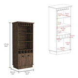 Dundee 70-Inch High Bar Cabinet with 10 Glass Slots, 5 Bottle Cubbies, 3 Open Shelves and Lower Storage Cabinet for Home Bar, Living Room or Dining Room Organization and Beverage Display