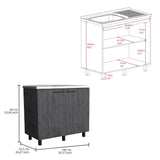 Tuhome Napoles Utility Sink with Cabinet, Stainless Steel Countertop, Interior Storage Shelf, Wide Dual-Door Base Cabinet, Modern Multi-Purpose Laundry and Kitchen Utility Station for Home Organization