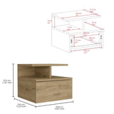 Tuhome Adele Floating Nightstand with One Drawer and Two Lower Shelves, Wall-Mounted Bedside Storage Solution for Compact Bedrooms, Modern Space-Saving Design with Hidden Storage and Display Area for Daily Essentials