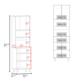 Otomo Pantry Cabinet with 5 Spacious Shelves and 4 Doors, Tall Freestanding Storage Unit for Kitchen Organization, Concealed and Open Storage for Small Appliances, Dinnerware, and Dry Goods