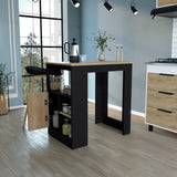 Stirling Kitchen Island with Spacious Top Surface, Push-to-Open Cabinet, Three Side Storage Shelves and Modern Multi-Functional Design for Meal Prep, Dining Convenience and Enhanced Everyday Kitchen Organization