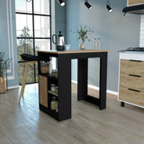 Stirling Kitchen Island with Spacious Top Surface, Push-to-Open Cabinet, Three Side Storage Shelves and Modern Multi-Functional Design for Meal Prep, Dining Convenience and Enhanced Everyday Kitchen Organization
