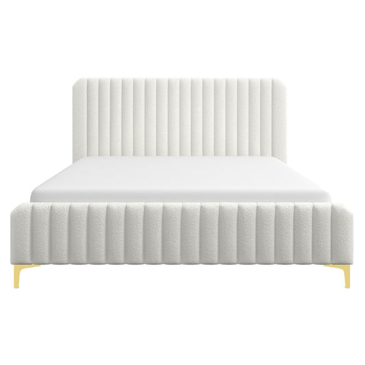 Valery King Size Cream Boucle Platform Bed