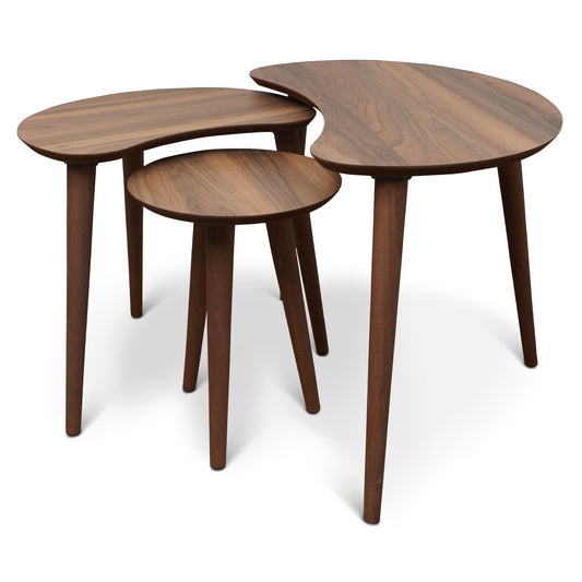 Moon Mid-Century Modern Walnut Nesting Table