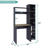 Tuhome Versalles Writing Desk with Two Superior Shelves, Five Side Open Storage Compartments, Space-Saving Modern Workstation Design for Studios and Offices, Ideal for Organization, Books, Accessories and Daily Productivity