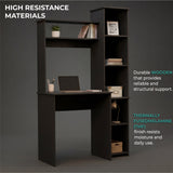 Tuhome Versalles Writing Desk with Two Superior Shelves, Five Side Open Storage Compartments, Space-Saving Modern Workstation Design for Studios and Offices, Ideal for Organization, Books, Accessories and Daily Productivity