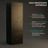 TUHOME Lisboa 2-Door Armoire with Double Door Storage, Two Spacious Drawers, Concealed Hanging Rod and Vertical Freestanding Wardrobe for Bedroom, Living Room, Kitchen or Garage Organization