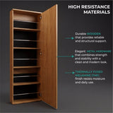Leto Wall Mounted Shoe Rack with Full-Length Mirror, Single Door Cabinet, Space-Saving Vertical Organizer with Capacity for Ten Pairs, Entryway Storage Cabinet and Modern Shoe Organizer