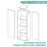 Home Linen Freestanding Tall Cabinet with Single Door and 4 Horizontal Storage Shelves, Cabinet for Bathroom, Bedroom or Laundry Room