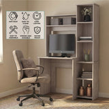 Tuhome Versalles Writing Desk with Two Superior Shelves, Five Side Open Storage Compartments, Space-Saving Modern Workstation Design for Studios and Offices, Ideal for Organization, Books, Accessories and Daily Productivity