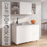 Elica Kitchen Cabinet Set with Upper and Lower Storage, 4 Doors and Open Shelves, Modern Wall-Mounted and Base Units for Storing Cookware, Pantry Items, and Dinnerware, Spacious and Functional Kitchen Storage Solution