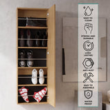 Leto Wall Mounted Shoe Rack with Full-Length Mirror, Single Door Cabinet, Space-Saving Vertical Organizer with Capacity for Ten Pairs, Entryway Storage Cabinet and Modern Shoe Organizer