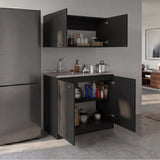 TUHOME Zurich Cabinet Set with Double Door Cabinet, Two Interior Shelves, Spacious Storage and Superior Top Surface for Organized Kitchen Spaces, Freestanding Solution for Home Efficiency and Daily Convenience
