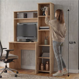 Tuhome Versalles Writing Desk with Two Superior Shelves, Five Side Open Storage Compartments, Space-Saving Modern Workstation Design for Studios and Offices, Ideal for Organization, Books, Accessories and Daily Productivity