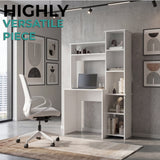 Tuhome Versalles Writing Desk with Two Superior Shelves, Five Side Open Storage Compartments, Space-Saving Modern Workstation Design for Studios and Offices, Ideal for Organization, Books, Accessories and Daily Productivity