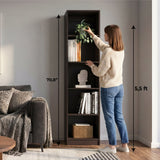Home Slim 5-Shelf Narrow Bookcase with Open Shelves, Freestanding Modern Storage Solution for Living Rooms, Offices, or Bedrooms, Stylish and Practical Bookcase with Clean Lines and Sturdy Construction