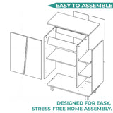 Cesna Microwave Sideboard Cabinet, Cesna Microwave Sideboard Cabinet, Freestanding Compact Kitchen Pantry with Two-Door Cabinet Storage, Three Side Open Shelves and, Appliance Surface