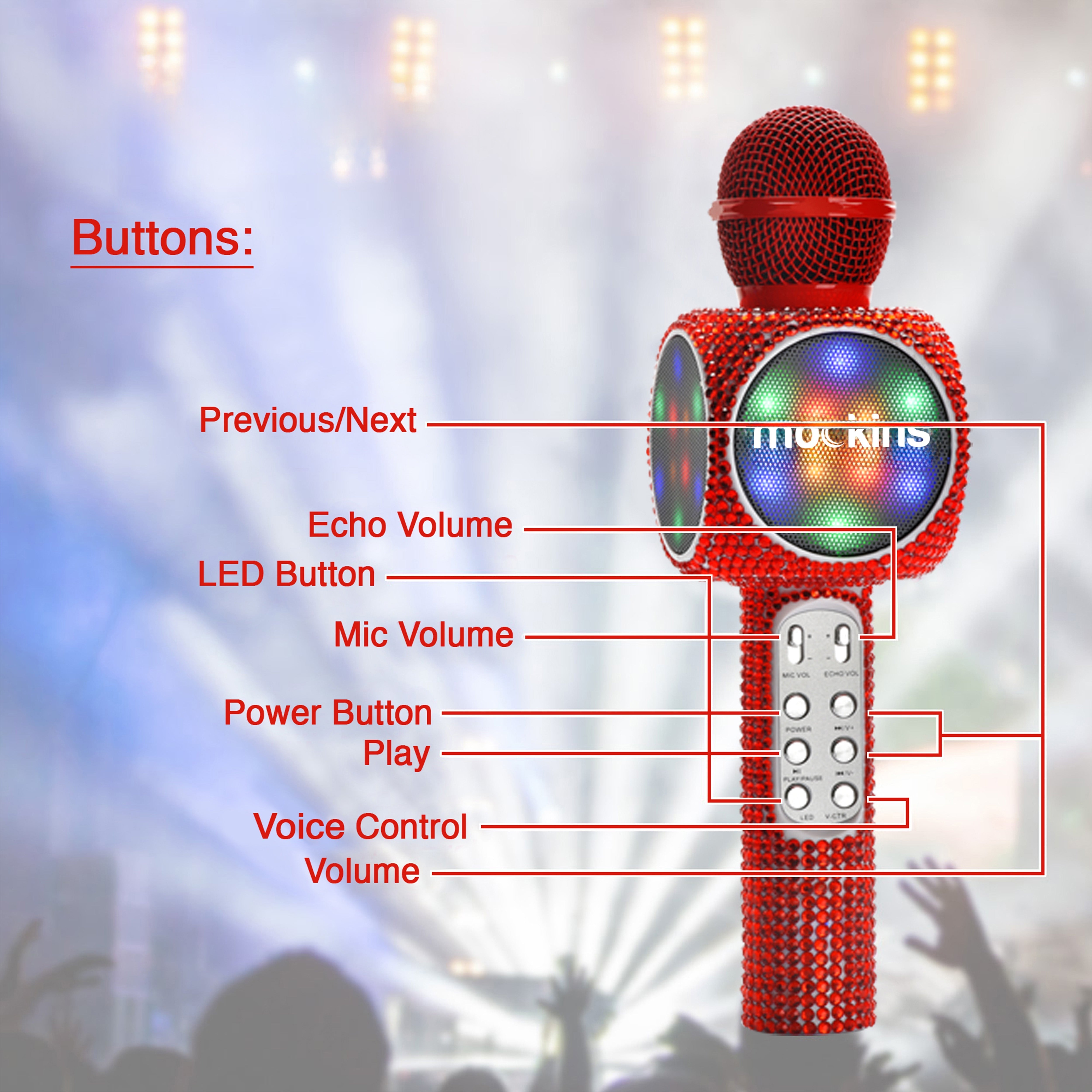 Voice Changing Karaoke Microphone - Red Bling