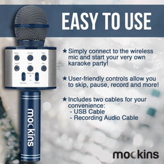 Mockins Bluetooth Karaoke Microphone - Navy Blue