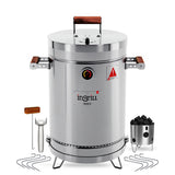 3-in-1 Stainless Steel Smoker Barrel Grill – Portable Charcoal BBQ with Thermometer, Outdoor Cooking Smoker for Camping, Backyard & Home BBQ INGRILL