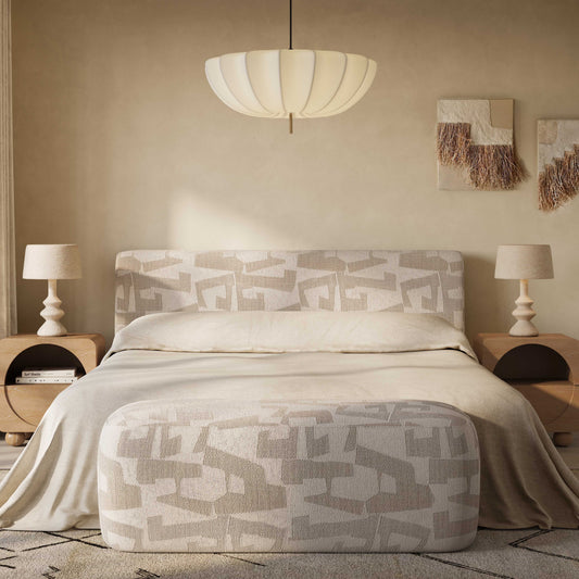 Graceland 54" Cream Performance Jacquard Bench