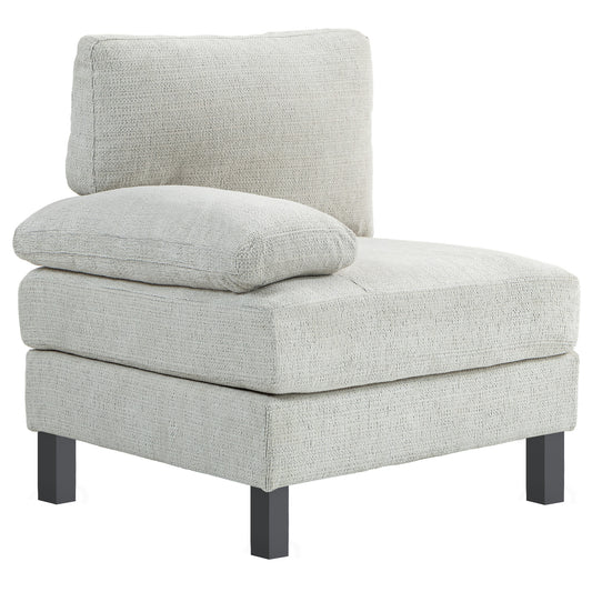 HOMCOM Modern Accent Chair for Living Room, Fabric Left Side Module for Modular Sectional Sofa with Thick Cushion, Cream White