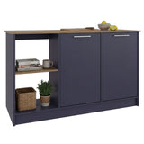 TUHOME Juniper Kitchen Island with Large Top Surface, Double Door Cabinet, Inner Shelves and Open Side Storage Offering Expansive Meal Prep Space, Modern Organization Solutions and Durable Construction for Everyday Kitchens