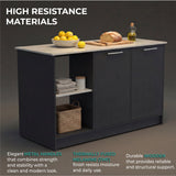 TUHOME Juniper Kitchen Island with Large Top Surface, Double Door Cabinet, Inner Shelves and Open Side Storage Offering Expansive Meal Prep Space, Modern Organization Solutions and Durable Construction for Everyday Kitchens
