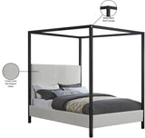 James Contemporary Canopy Bed with Elegant Padded Headboard and Sturdy Steel Frame for Dreamy Nights